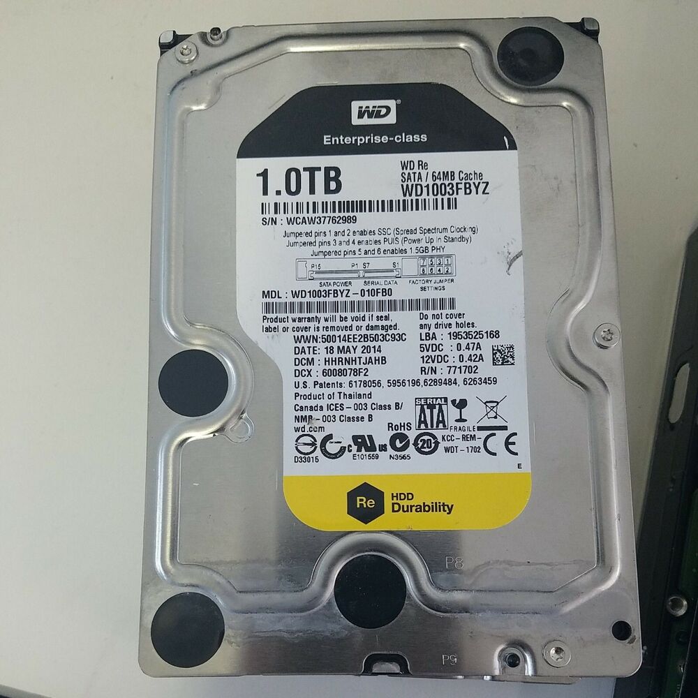 WD 1TB 7200 RPM Class SATA 64MB 3.5 inch WD1003FBYZ Re HDD Durability